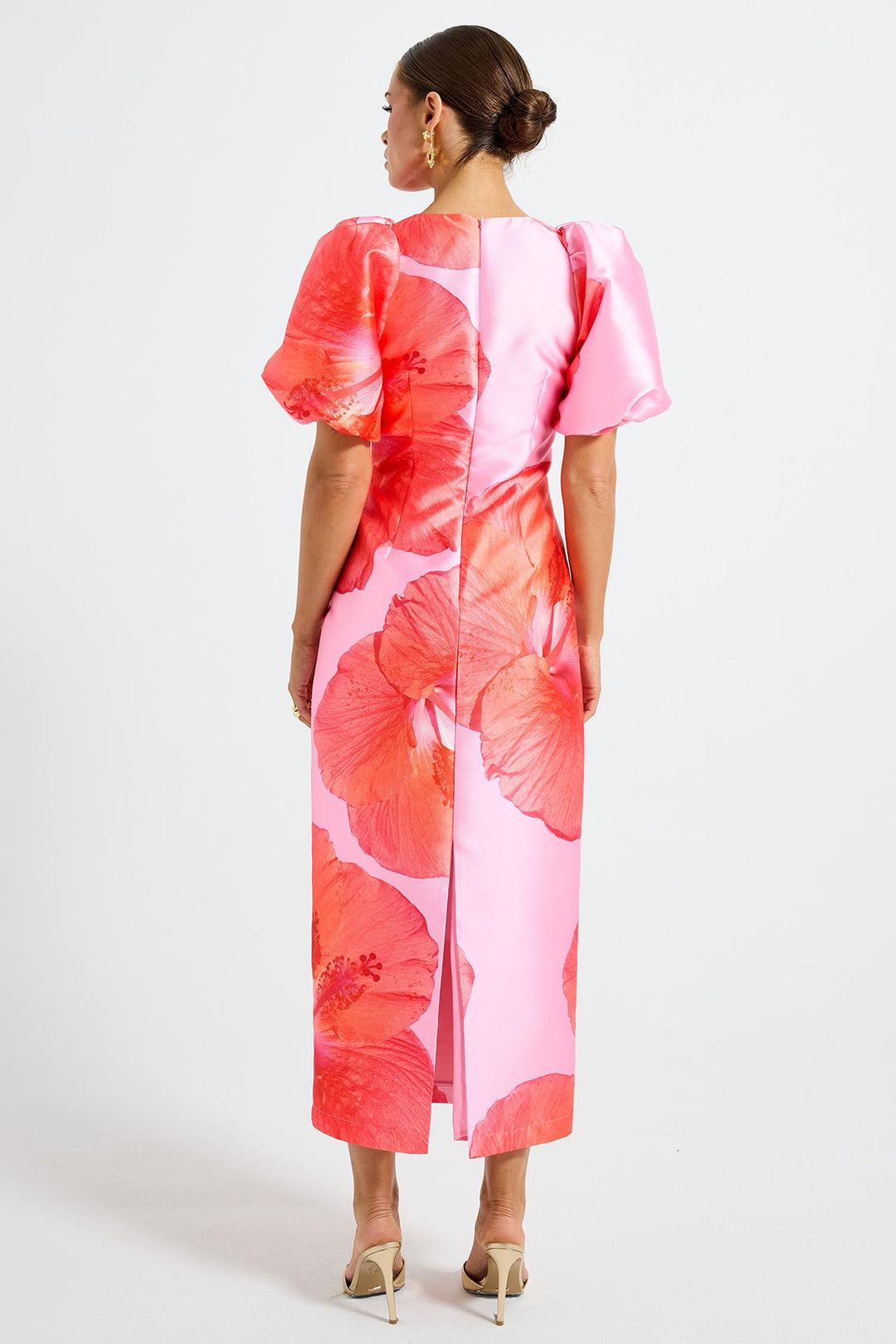 Kalani Sleeve Midi Dress in Raspberry