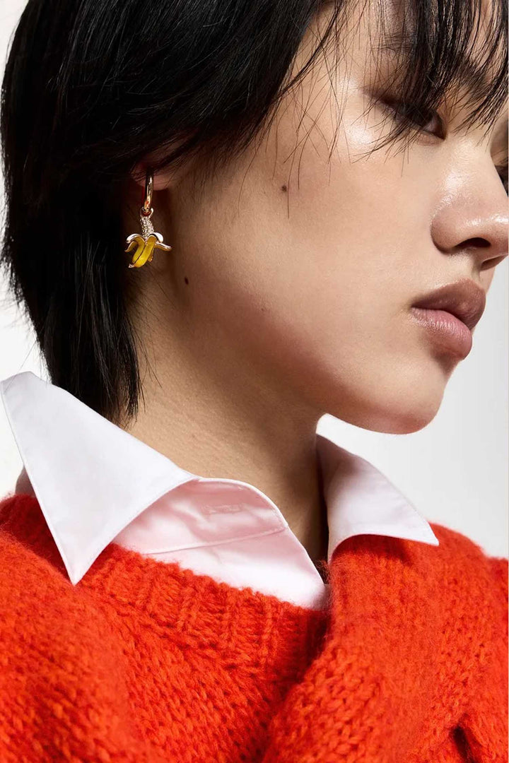 Kana Hoop Earrings - Lamb + Banana