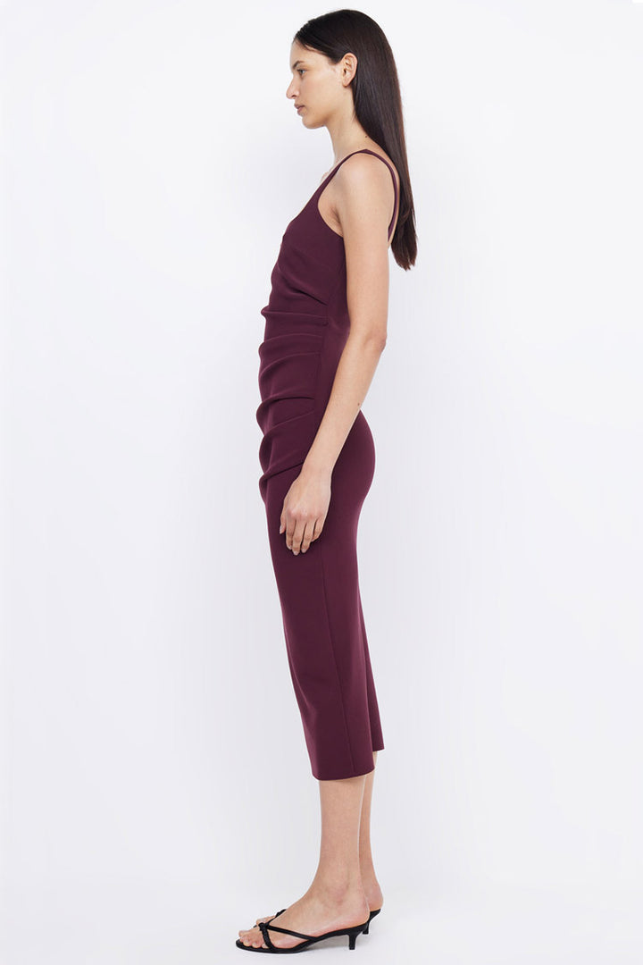 Karina Tuck Midi Dress in Plum
