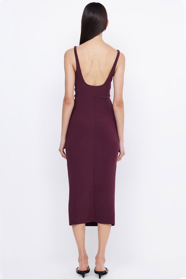 Karina Tuck Midi Dress in Plum