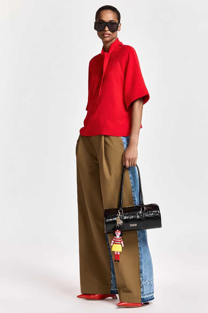 Kassie Neck Tie T-Shirt in Firestarter