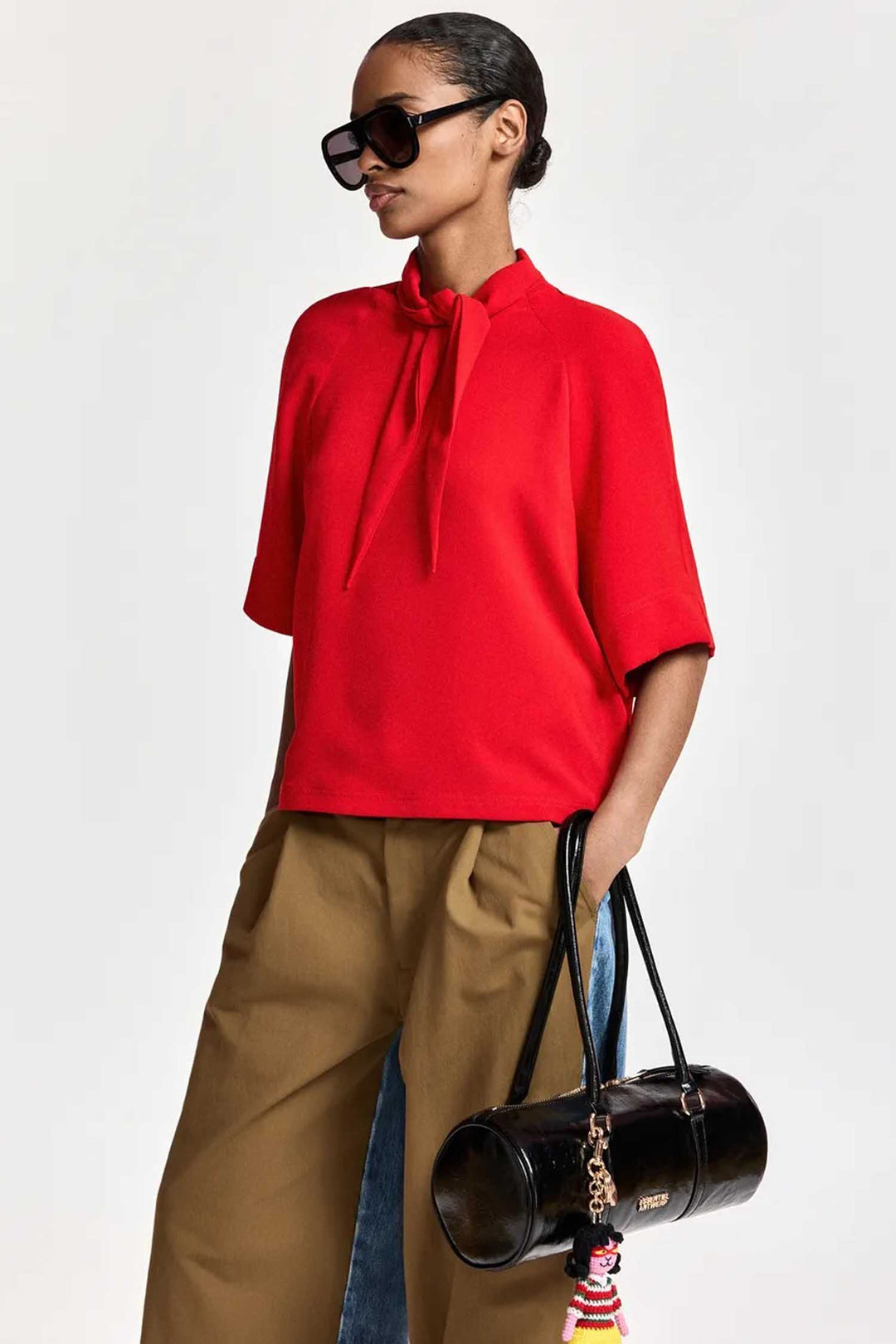 Kassie Neck Tie T-Shirt in Firestarter