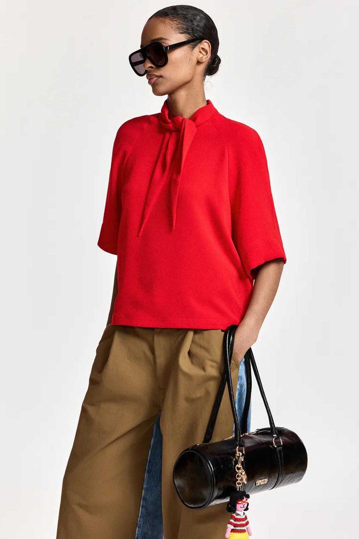 Kassie Neck Tie T-Shirt in Firestarter