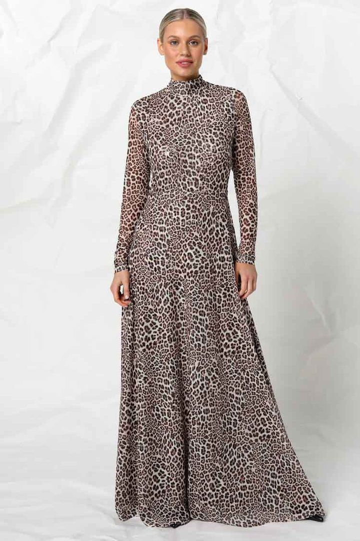 Kennedy Mesh Dress in Snow Leopard