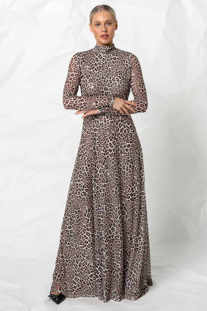 Kennedy Mesh Dress in Snow Leopard