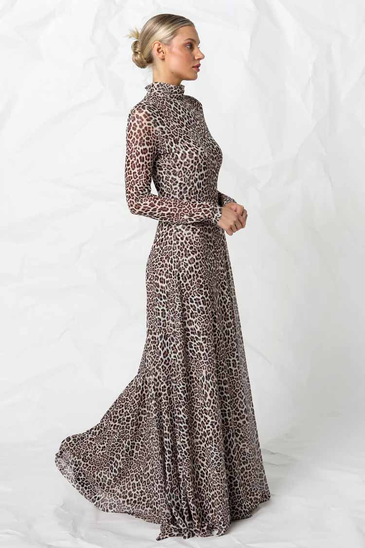 Kennedy Mesh Dress in Snow Leopard