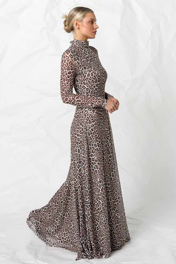 Kennedy Mesh Dress in Snow Leopard