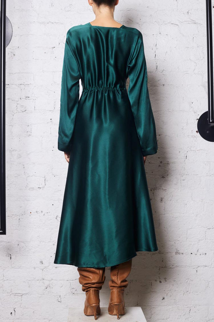 Keyhole Silk Dress in Emerald | FINAL SALE