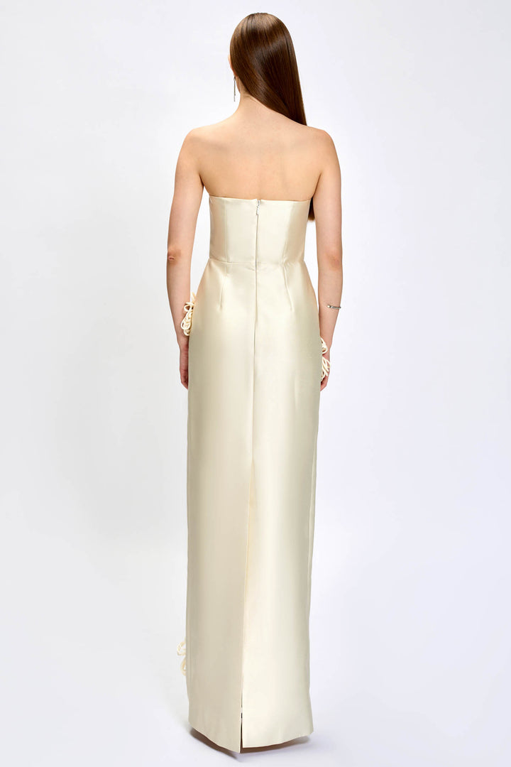 Kezia 3D Floral Maxi Dress in Cream