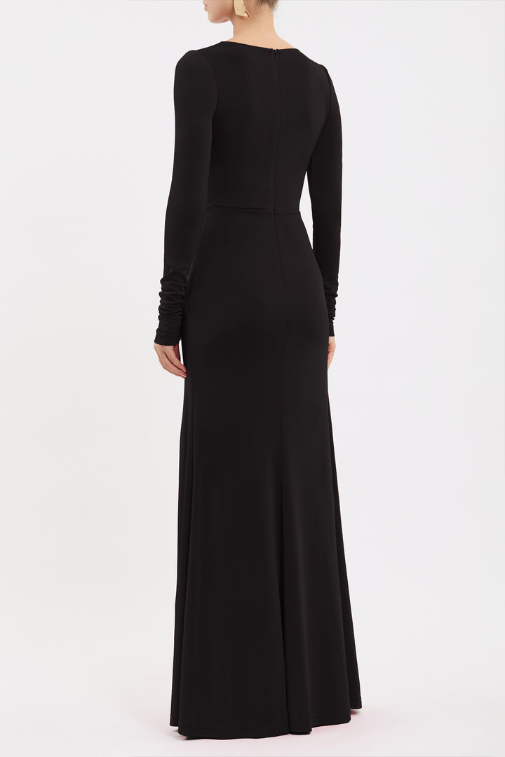 Kiana L/S Maxi Dress in Black