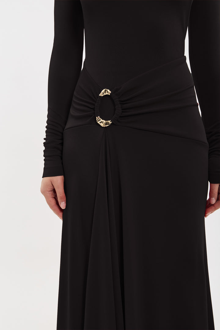 Kiana L/S Maxi Dress in Black