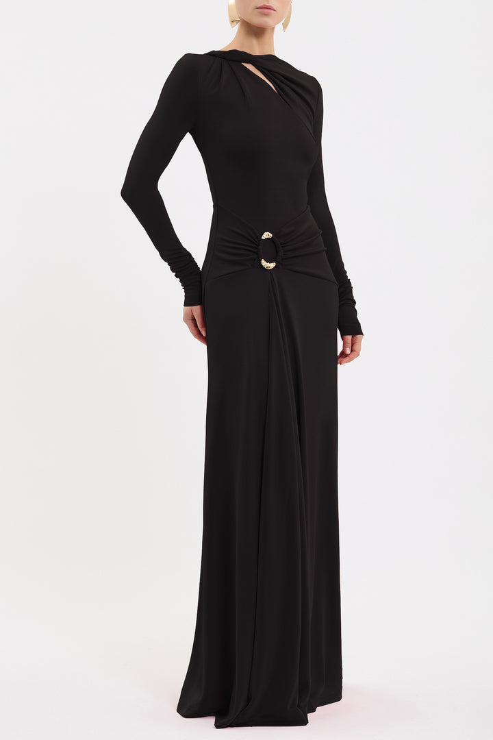 Kiana L/S Maxi Dress in Black