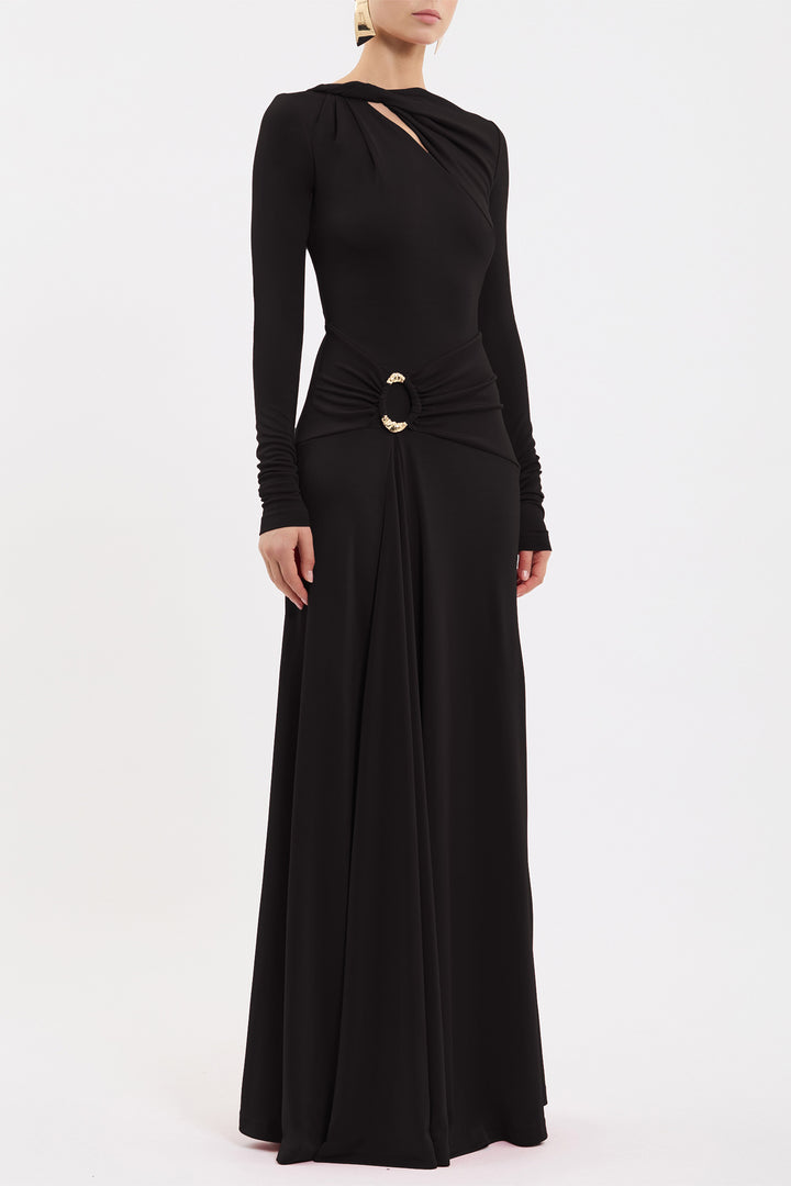 Kiana L/S Maxi Dress in Black