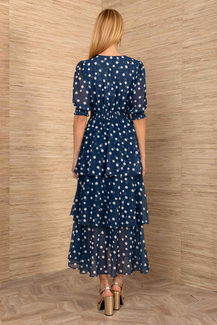 Kiera SS Tiered Dress in Navy