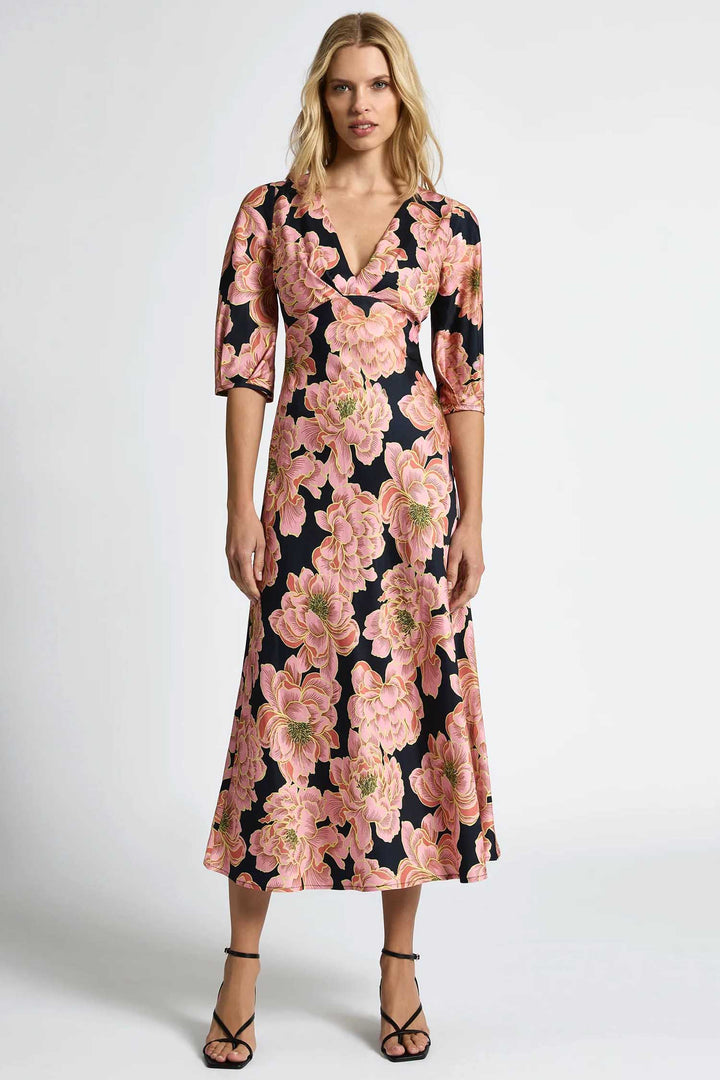 Kimberly Midi Dress in Pink Floral