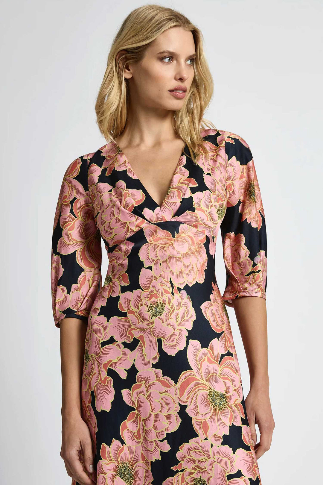 Kimberly Midi Dress in Pink Floral