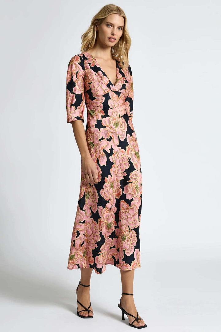 Kimberly Midi Dress in Pink Floral