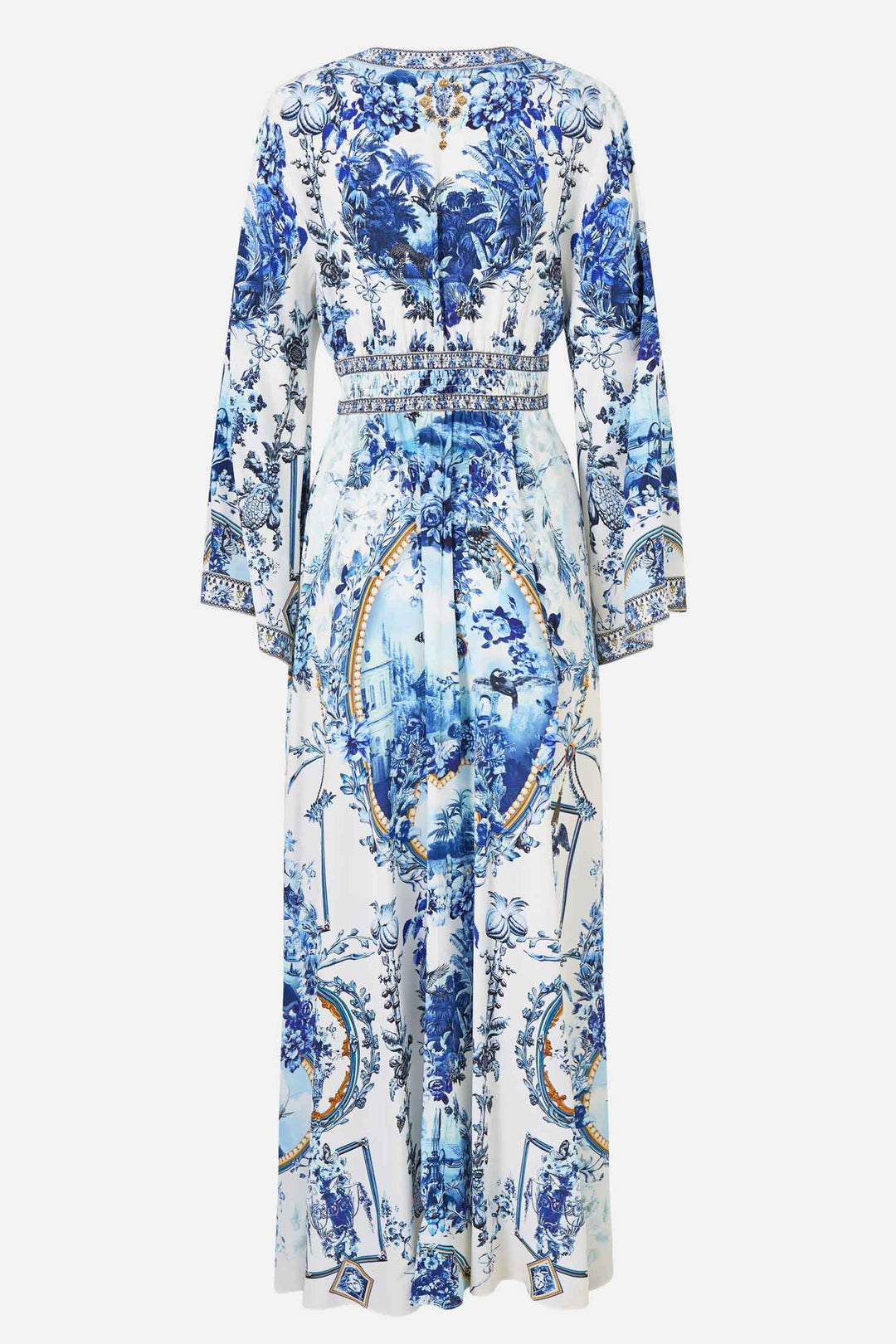 Kimono Sleeve Dress with Shirring Detail in The Porcelain Parlour