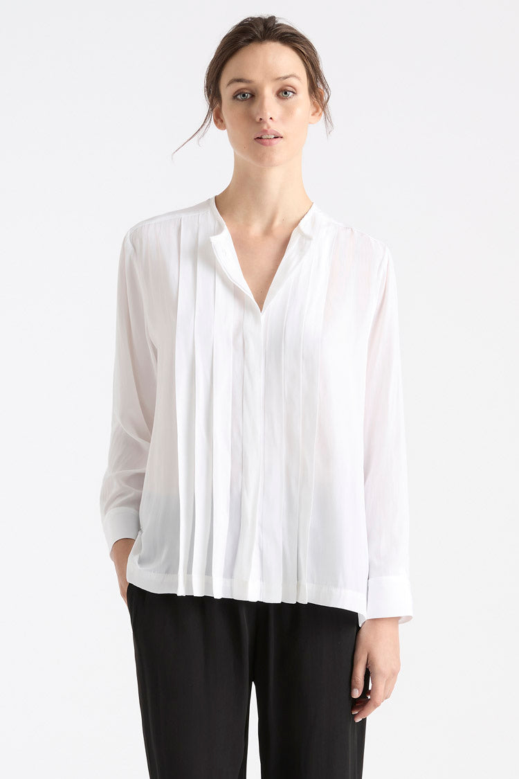 Knife Pleat Blouse in White