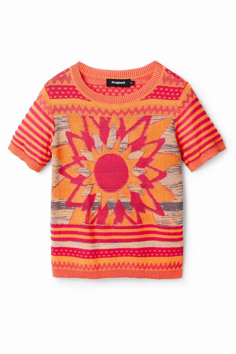 Knit Borders Flower T-shirt