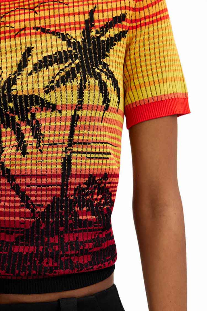 Knit Palm Tree Striped SS T-shirt | FINAL SALE