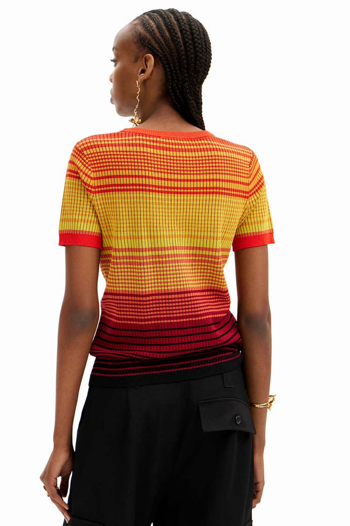 Knit Palm Tree Striped SS T-shirt | FINAL SALE