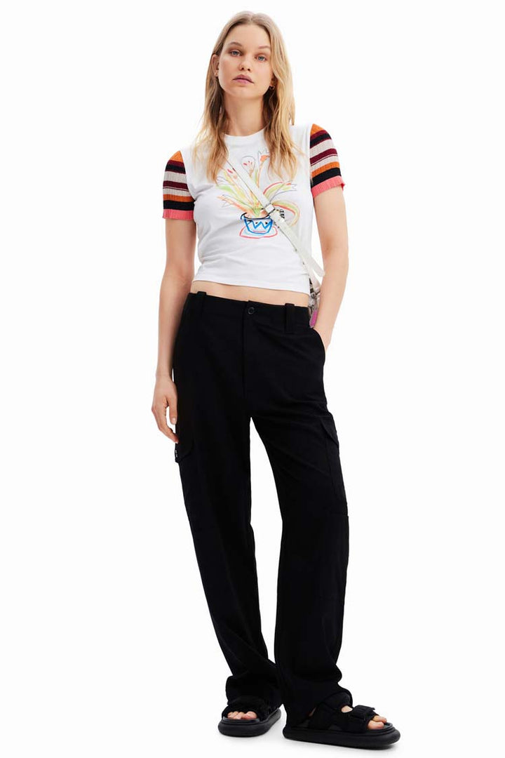 Knit Sleeves Painted T-shirt