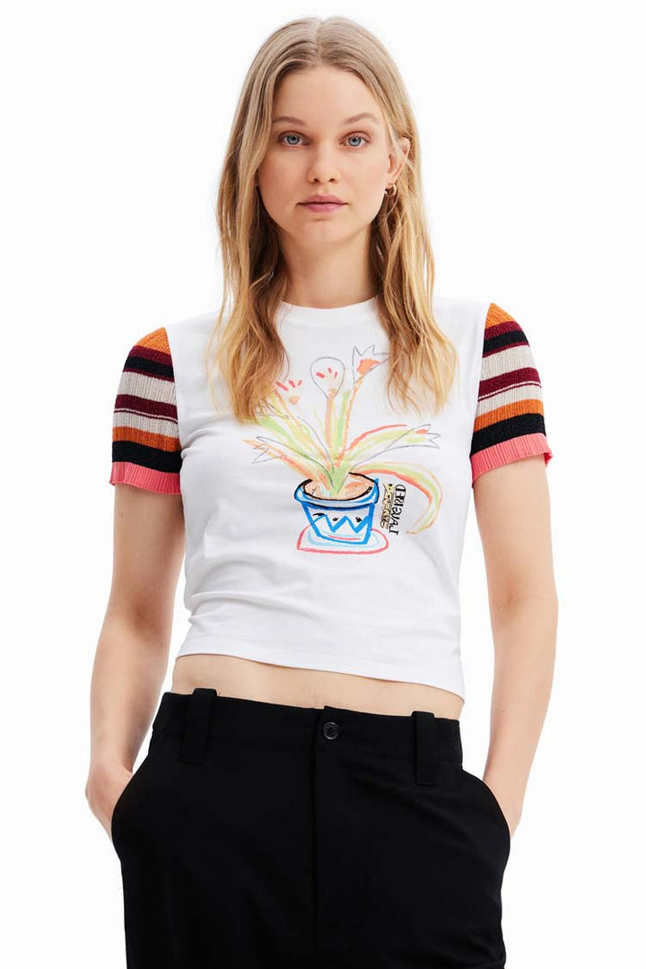 Knit Sleeves Painted T-shirt