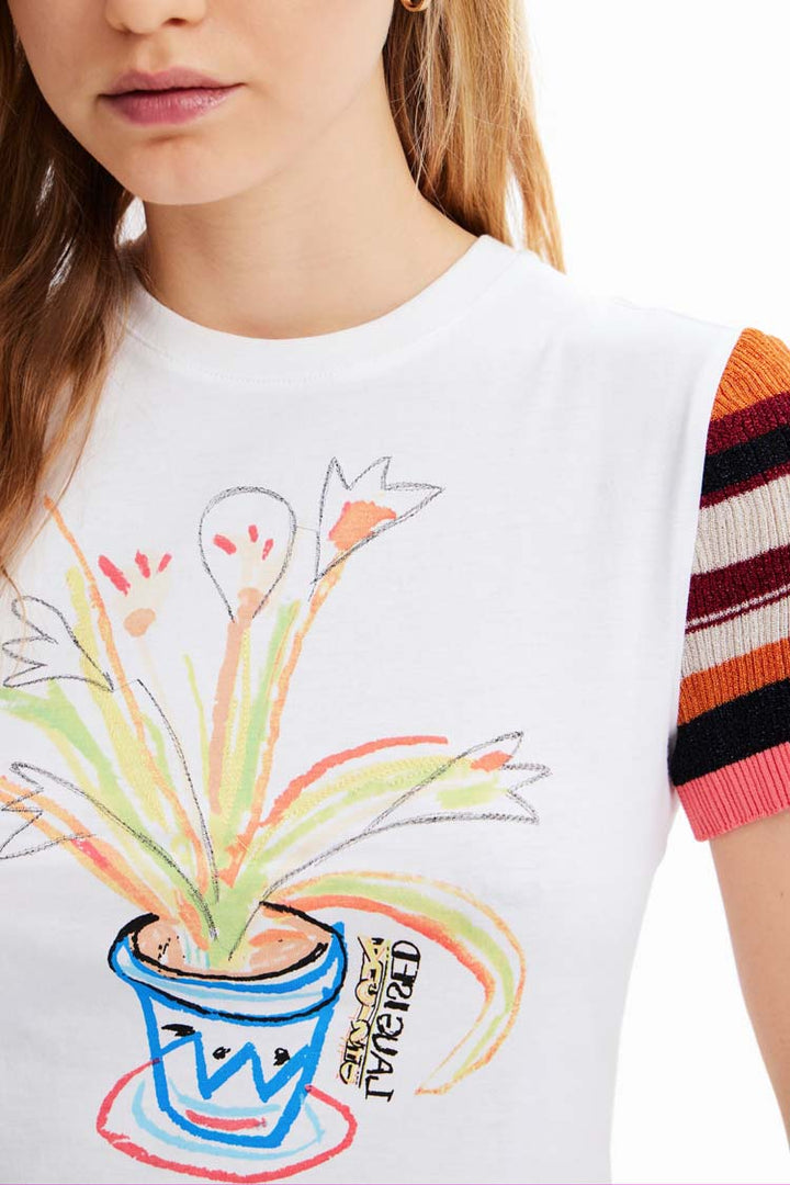 Knit Sleeves Painted T-shirt