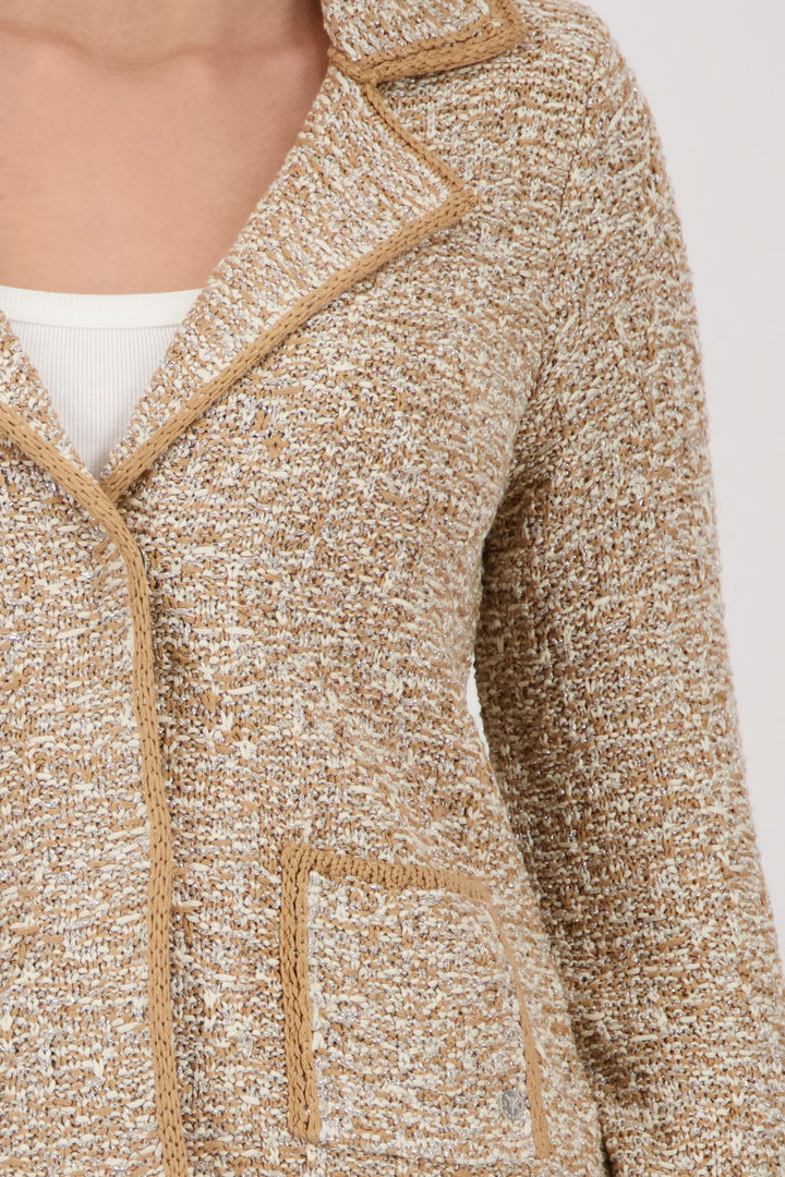 Knitted Collared Jacket in Biscotti