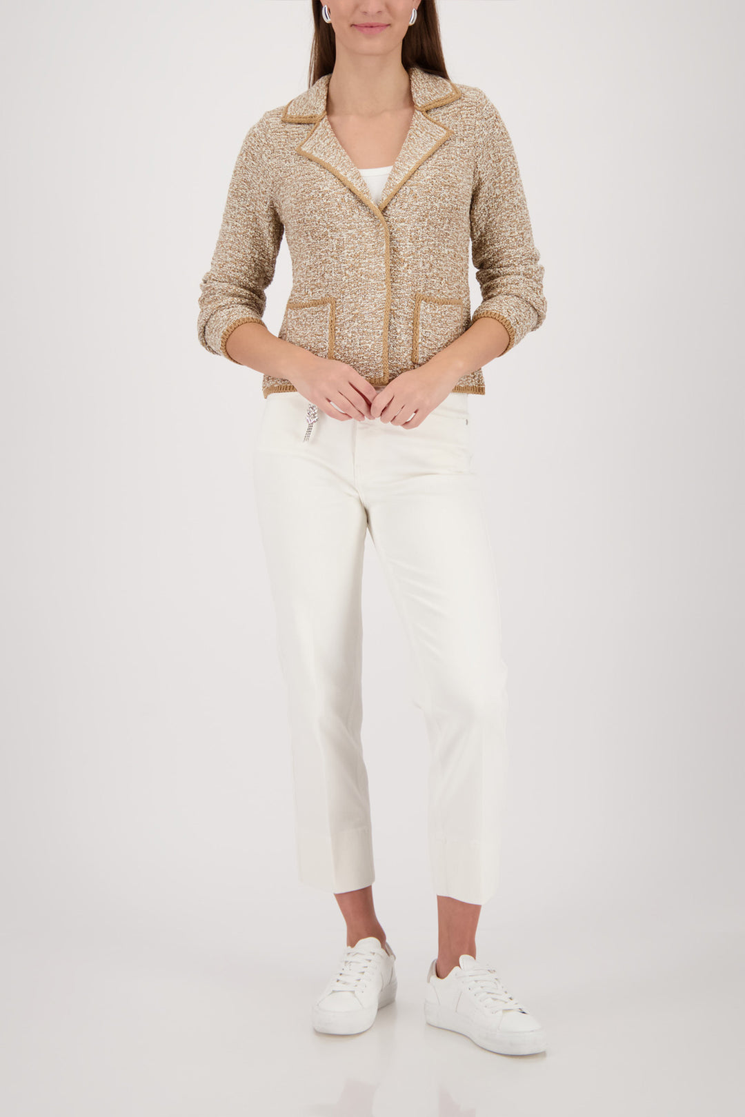 Knitted Collared Jacket in Biscotti