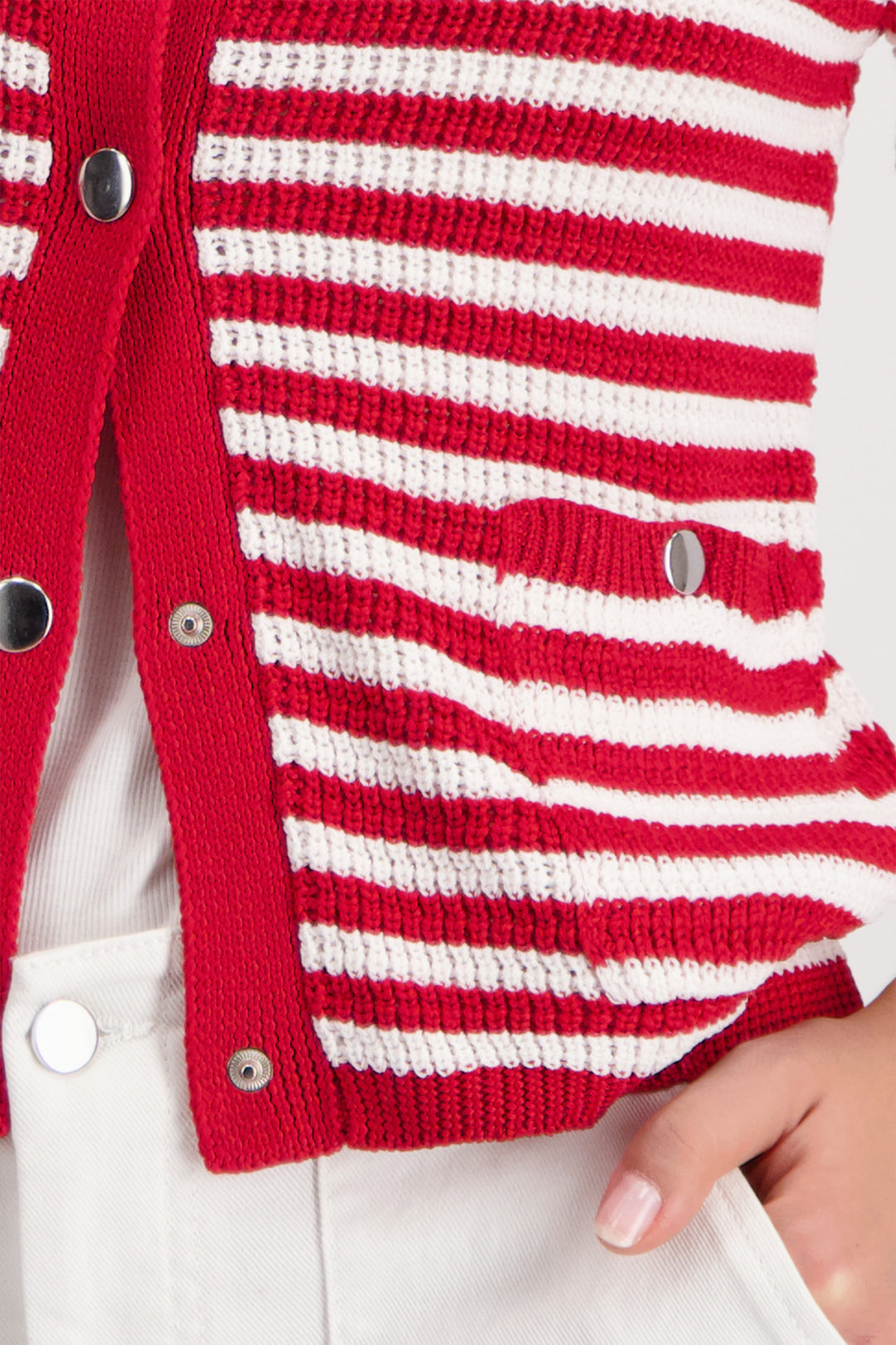 Knitted Cardigan in Chilli Pepper Stripe