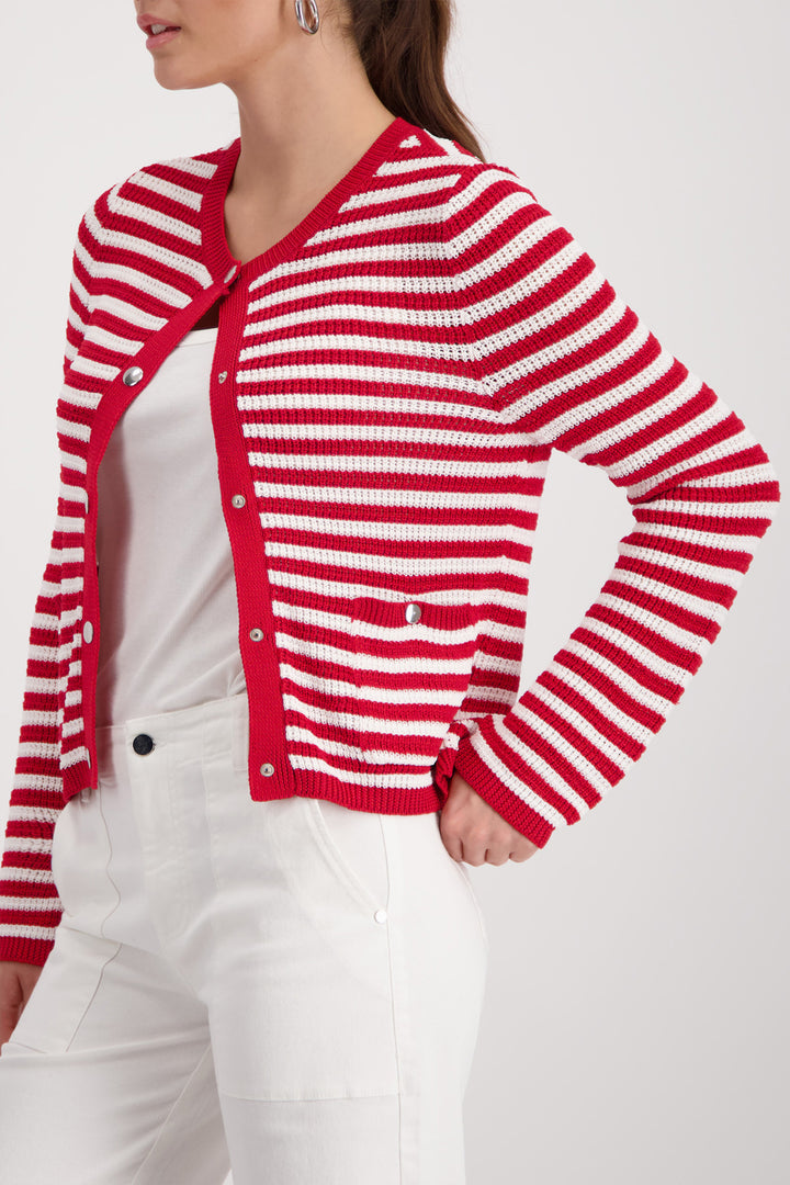 Knitted Cardigan in Chilli Pepper Stripe