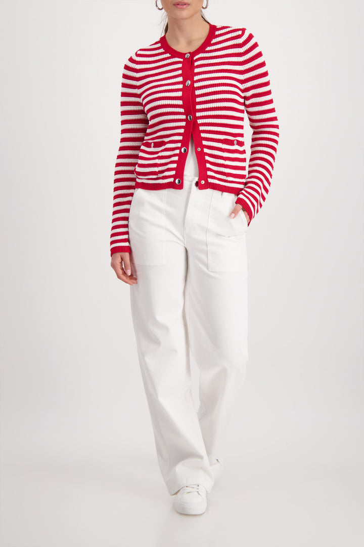 Knitted Cardigan in Chilli Pepper Stripe