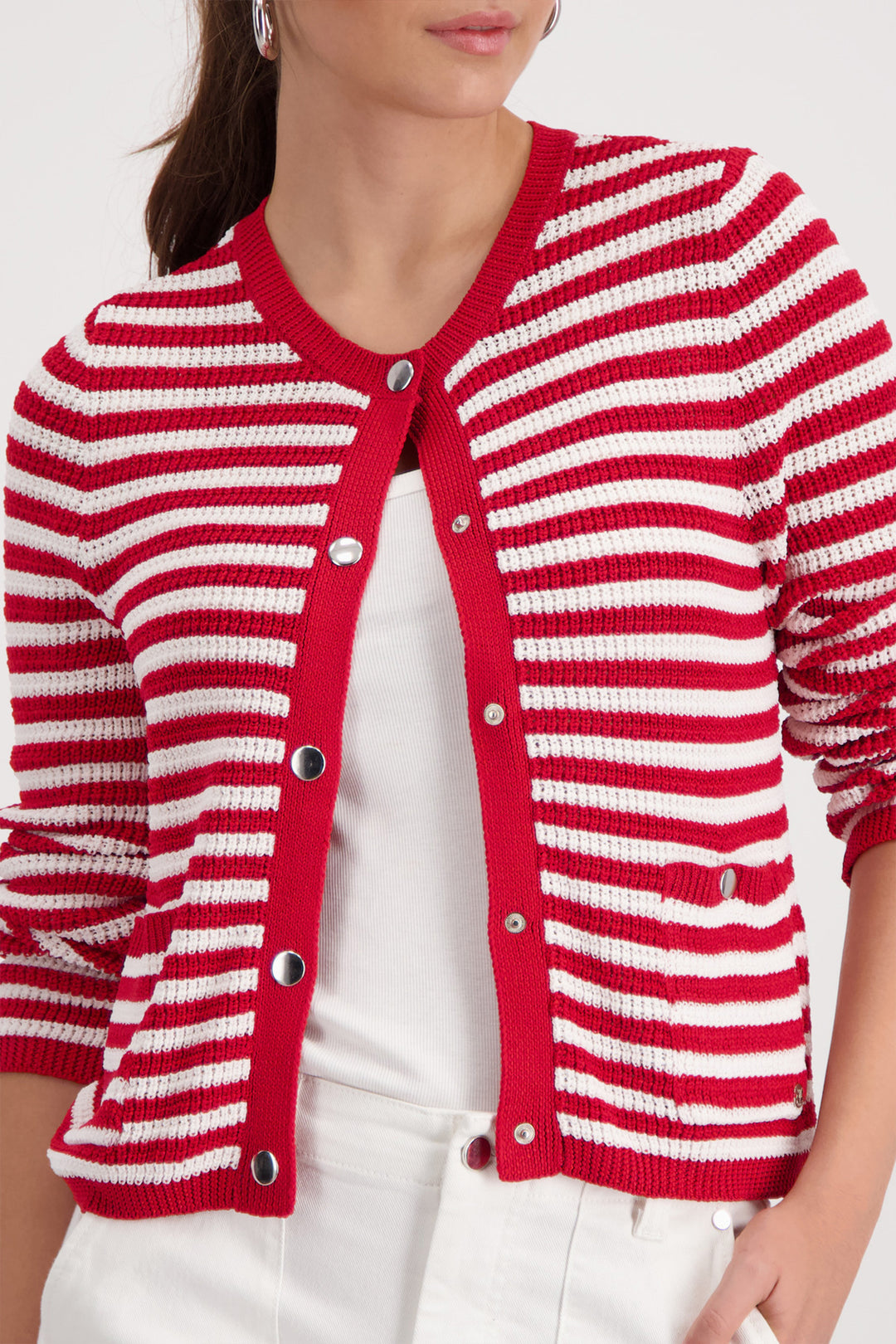 Knitted Cardigan in Chilli Pepper Stripe