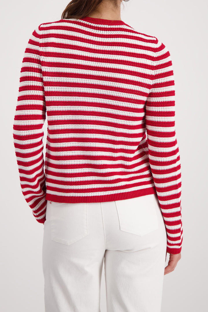 Knitted Cardigan in Chilli Pepper Stripe