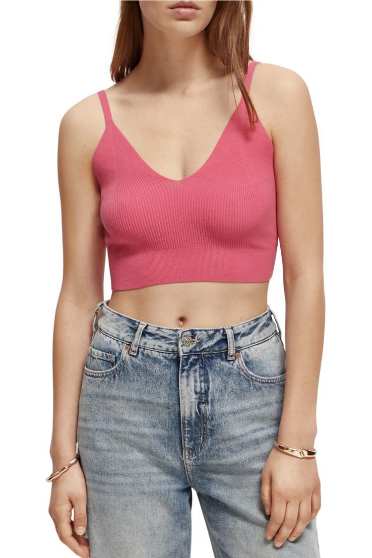 Knitted Bra Top in Pink Punch