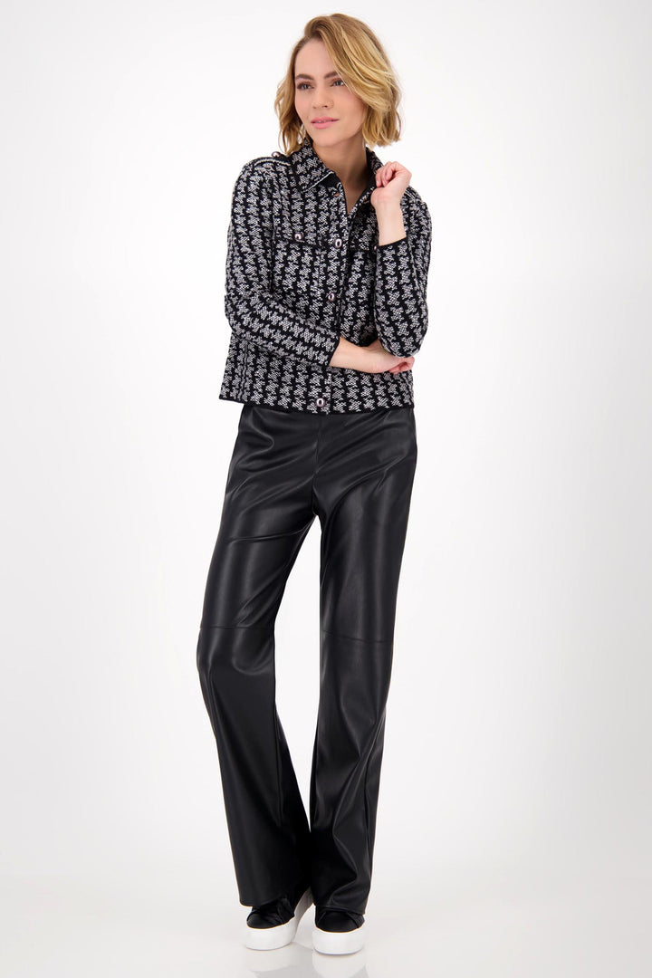 Knitted Classic Jacket w Fine Sequin in Black/Grey