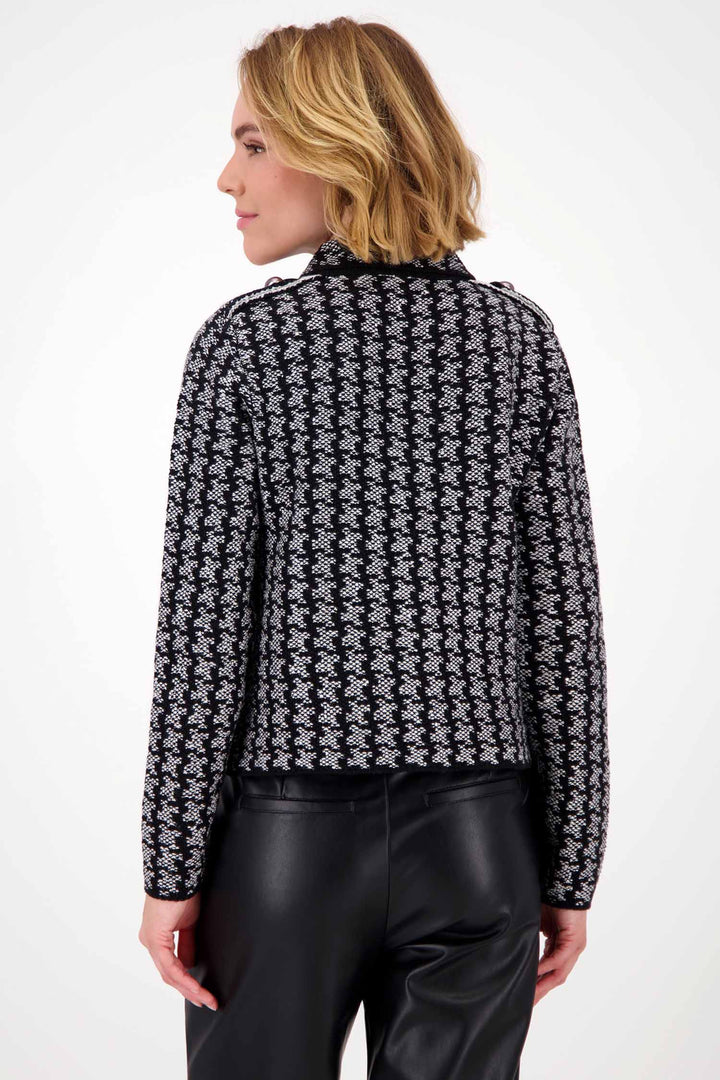 Knitted Classic Jacket w Fine Sequin in Black/Grey