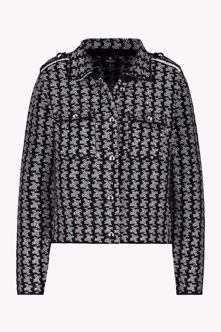 Knitted Classic Jacket w Fine Sequin in Black/Grey