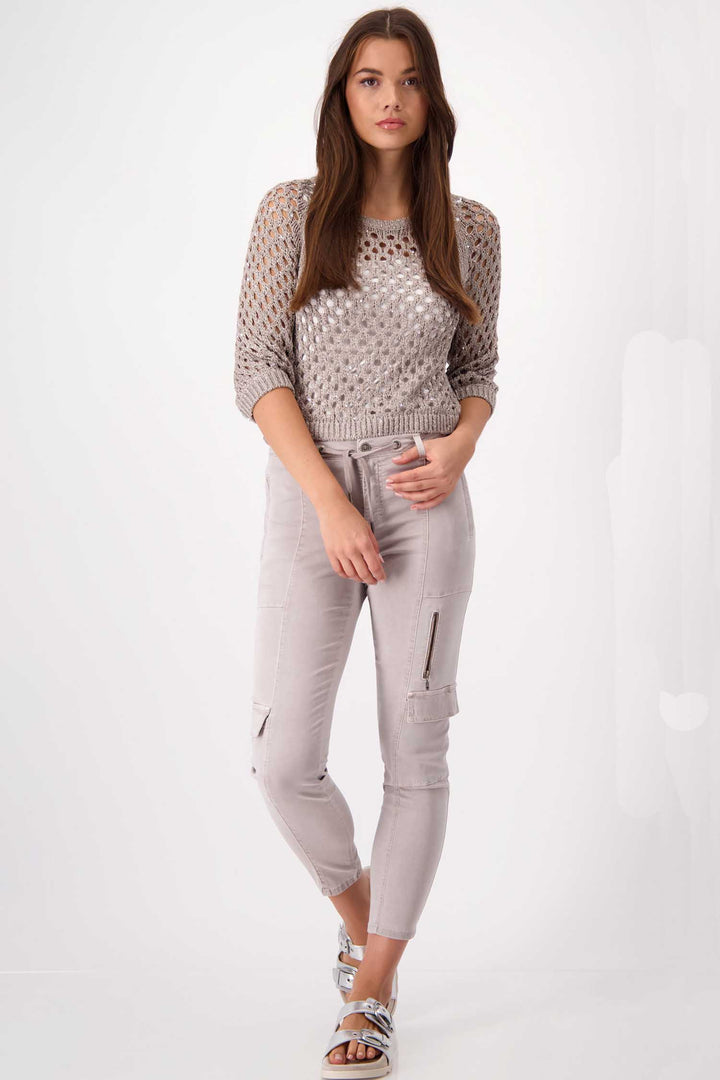 Knitted Jumper w Sequins in Dark Linen