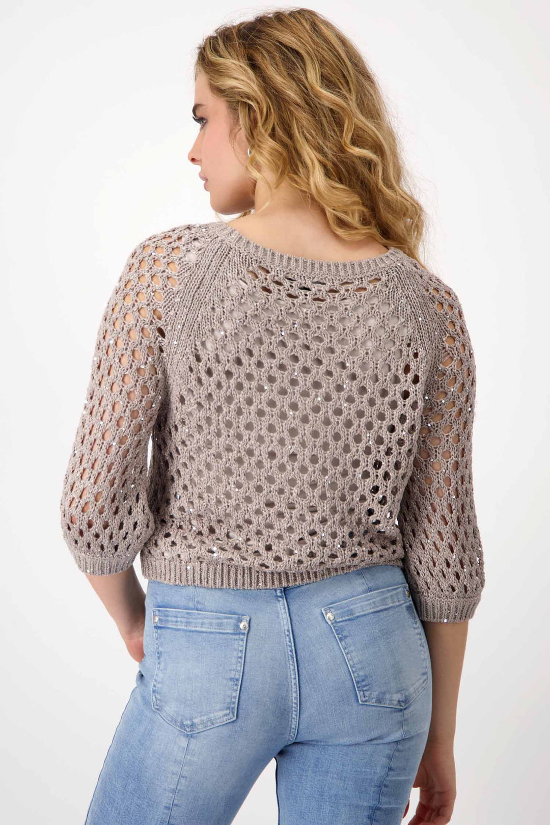 Knitted Jumper w Sequins in Dark Linen