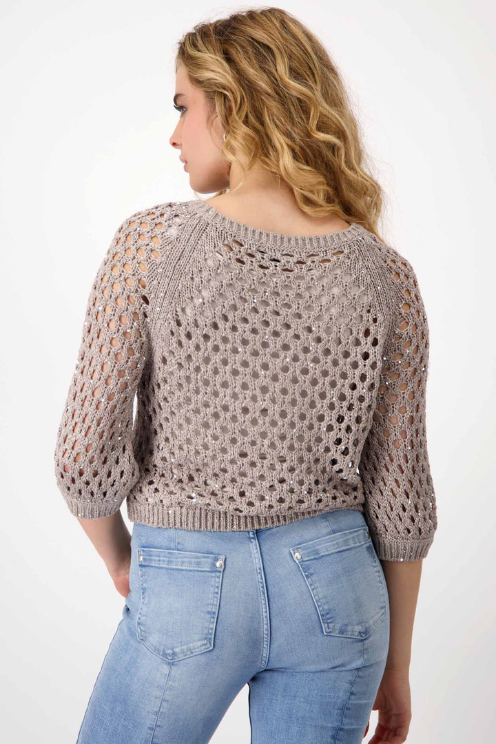 Knitted Jumper w Sequins in Dark Linen