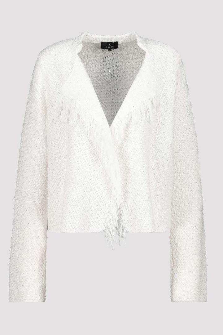 Knitted Sequin Cardigan w Fringe in Off White