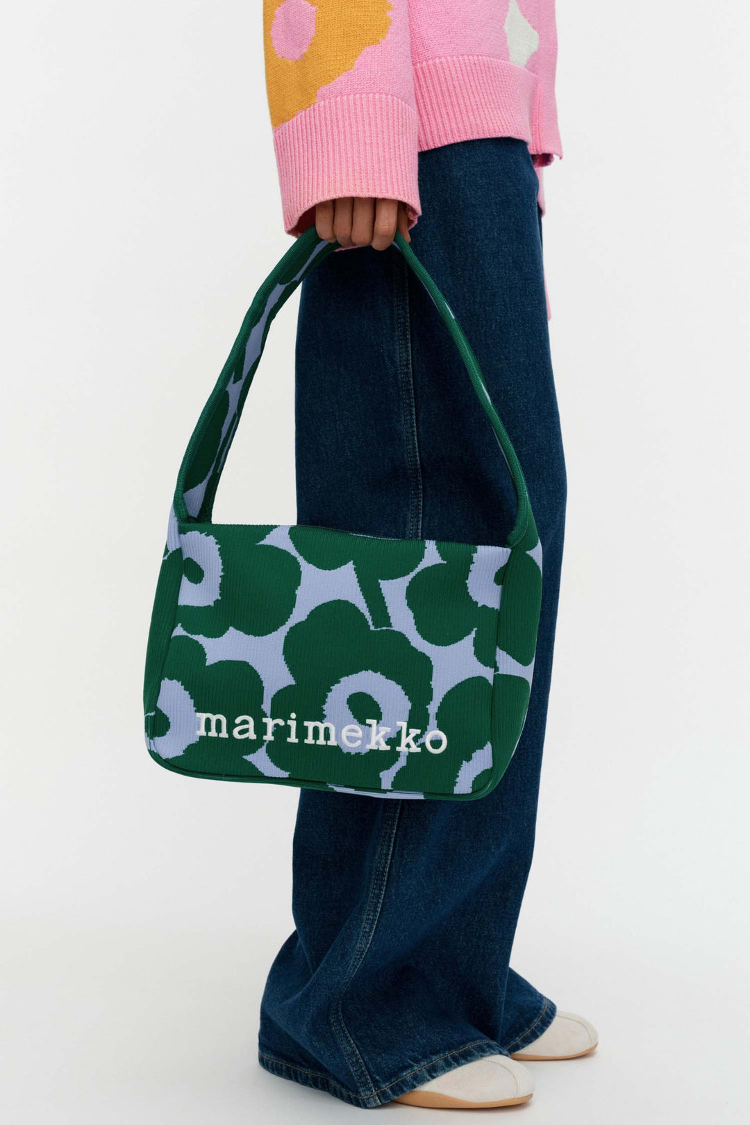 Unikko Knitted Shoulderbag in Dark Green/Blue