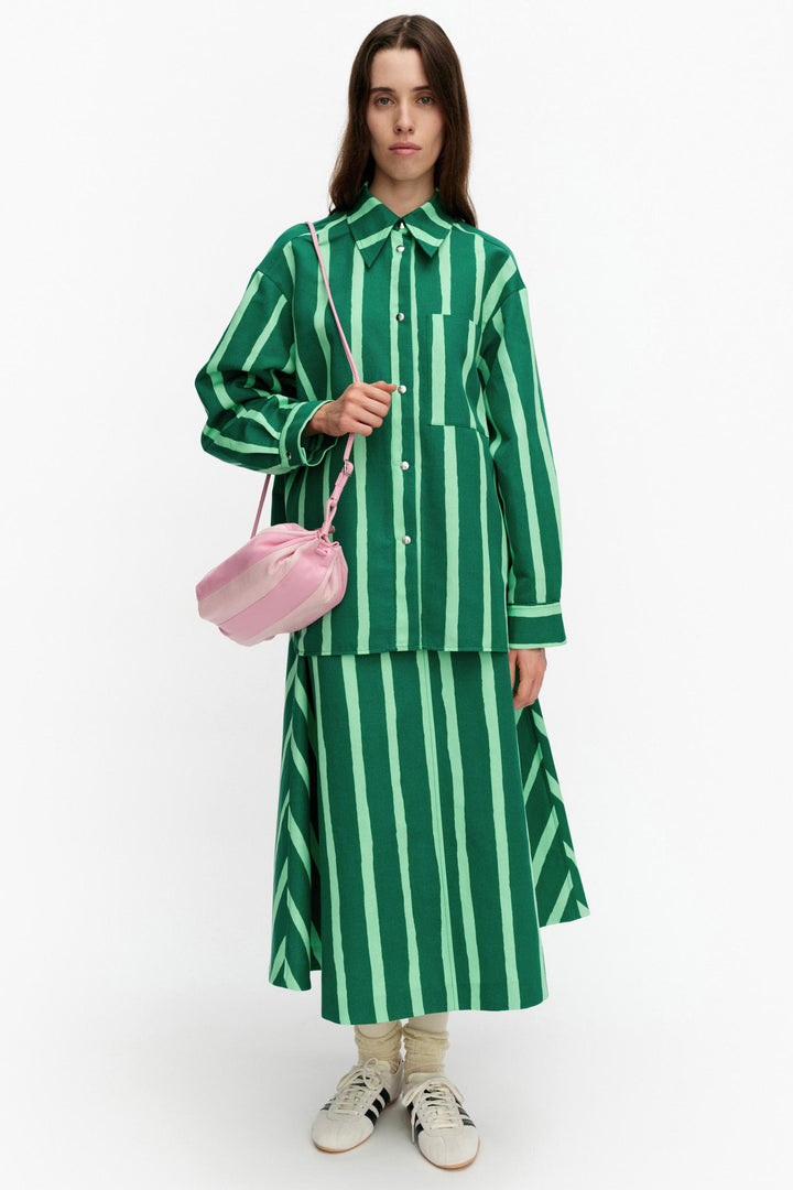Kokoelma Piccolo Shirt in Green/Light Green Stripe