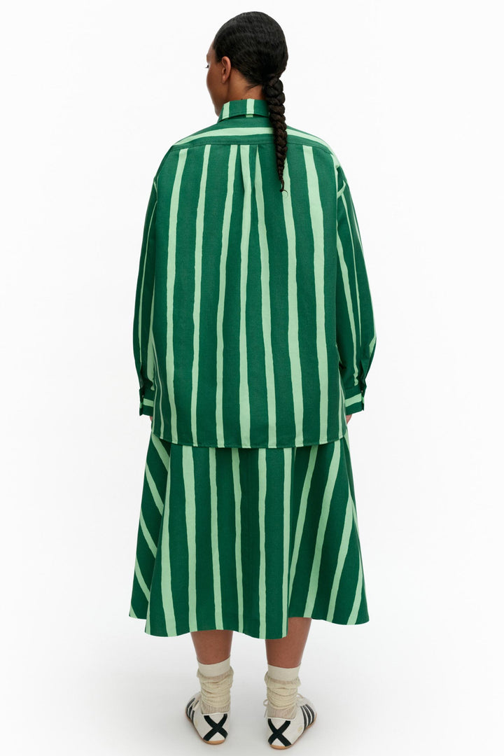 Kokoelma Piccolo Shirt in Green/Light Green Stripe