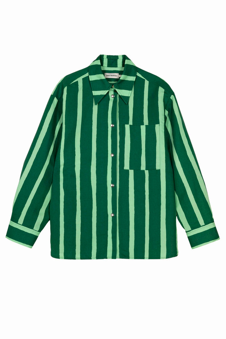 Kokoelma Piccolo Shirt in Green/Light Green Stripe