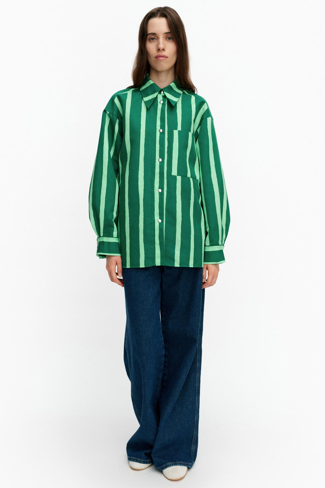 Kokoelma Piccolo Shirt in Green/Light Green Stripe