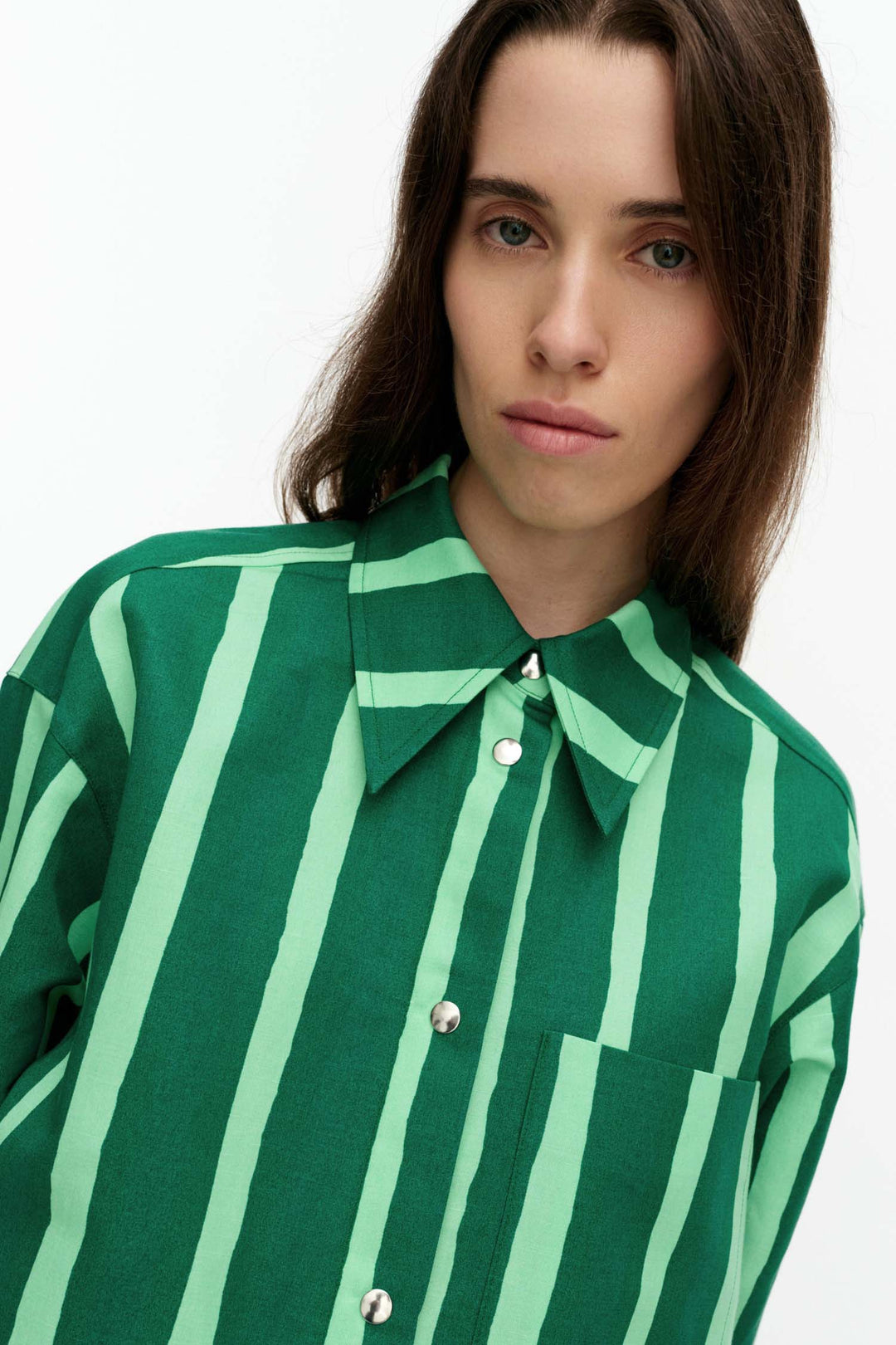 Kokoelma Piccolo Shirt in Green/Light Green Stripe